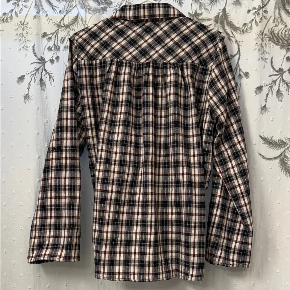 ANDREE BY UNIT Plaid Button-Down Shirt with Tie Front - Picture 7 of 7